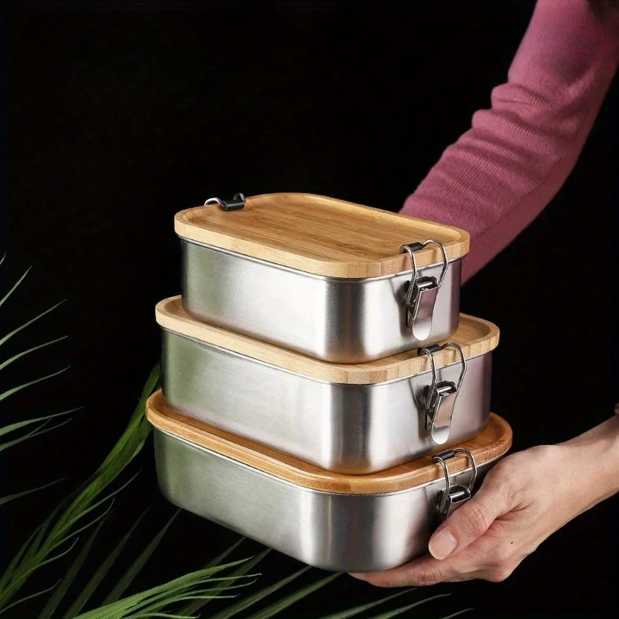 Food Storage Oven Safe - Kotak Makan Siang Tutup Bambu Stainless