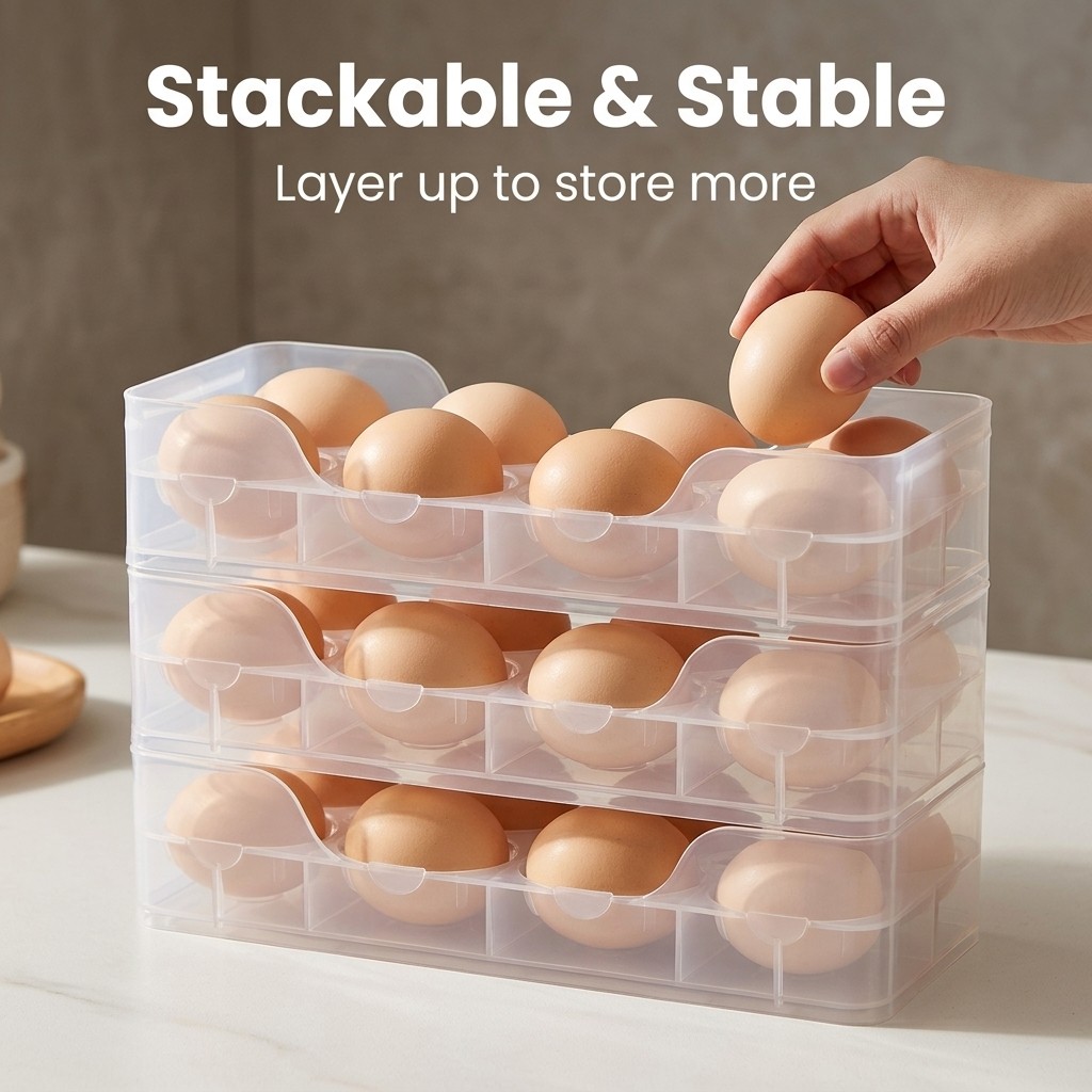 Wadah Telur yang Dapat Ditumpu - Food Storage With Dividers ulasan dan harga